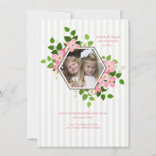 Invitation photo florale hexagonale