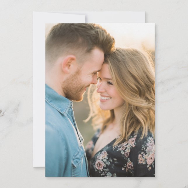 Invitation Photo Florale Navy Romantique (Devant)
