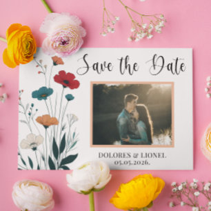 Invitation Photo florale romantique Sauvez la date