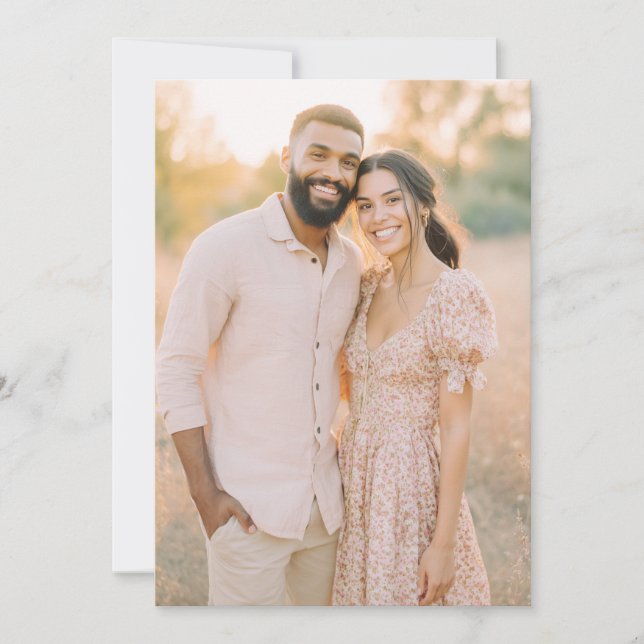 Invitation Photo Florale Rose Beige Romantique (Devant)