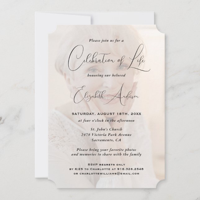 Invitation Photo Funérailles florales Célébration de la vie (Devant)