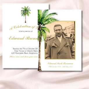 Invitation Photo funéraire Palm Tree Elégant aquarelle Foliin
