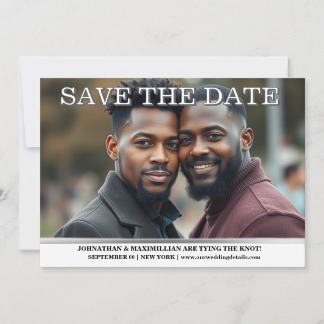 Invitation Photo gay enregistrer la date couples mariage modi (Devant)
