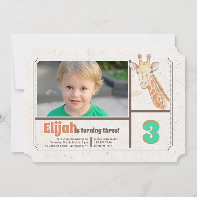 Invitation photo Giraffe (Devant)