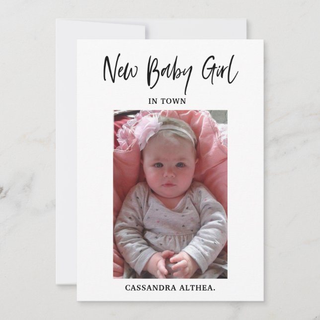 Invitation Photo Girl Birth Announcement Card (Devant)