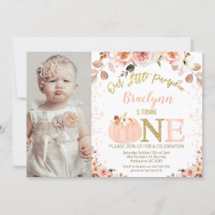 Invitation Photo Girls Rustic Fall Citrouille 1er anniversair