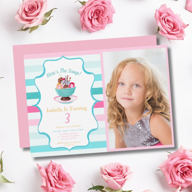 Invitation Photo glace sundae aquarelle Anniversaire (Créateur téléchargé)