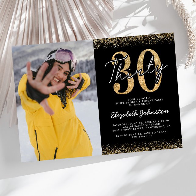 Invitation photo glamour pour 30e anniversaire (Créateur téléchargé)