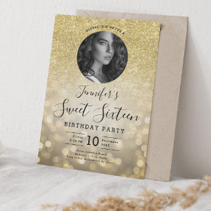 Invitation PHOTO Gold Parties scintillant Bokeh Lights Sweet 