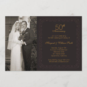 Invitation Photo Golden 50th Mariage Anniversary Party