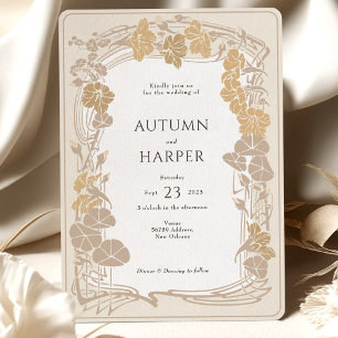 Invitation Photo Golden Elegance Mariage botanique