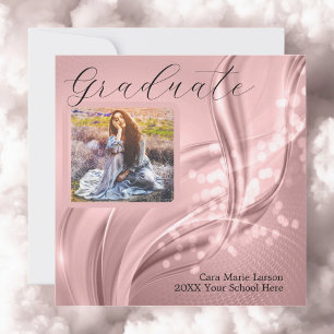 Invitation Photo Graduation Luxury Pink Metallic