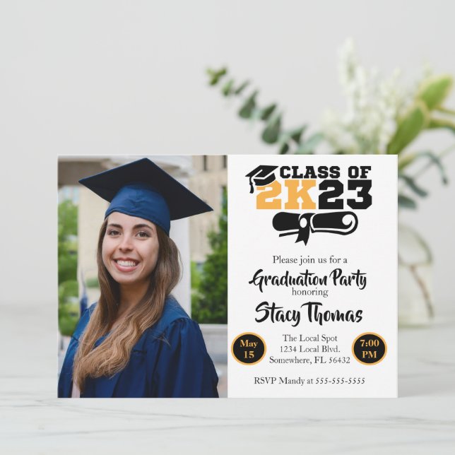 Invitation Photo Graduation Party (Debout devant)