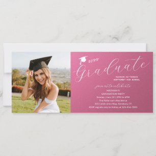Invitation Photo Graduation Party Élégant Script moderne