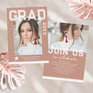 Invitation Photo Graduation Party Élégant Script moderne
