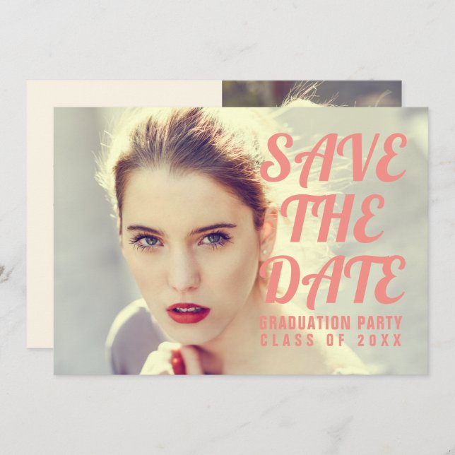Invitation Photo Graduation Party Invitation. Réservez la dat (Devant / Derrière)