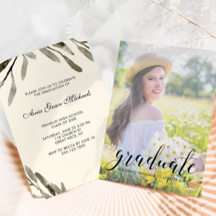 Invitation Photo Graduation Party Jolie botanique