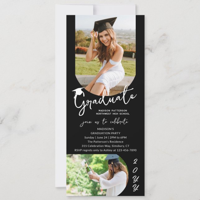 Invitation Photo Graduation Party Moderne Élégant Script (Devant)