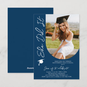 Invitation Photo Graduation Party Moderne Élégant Script