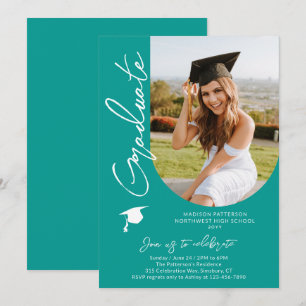 Invitation Photo Graduation Party Moderne Élégant Script