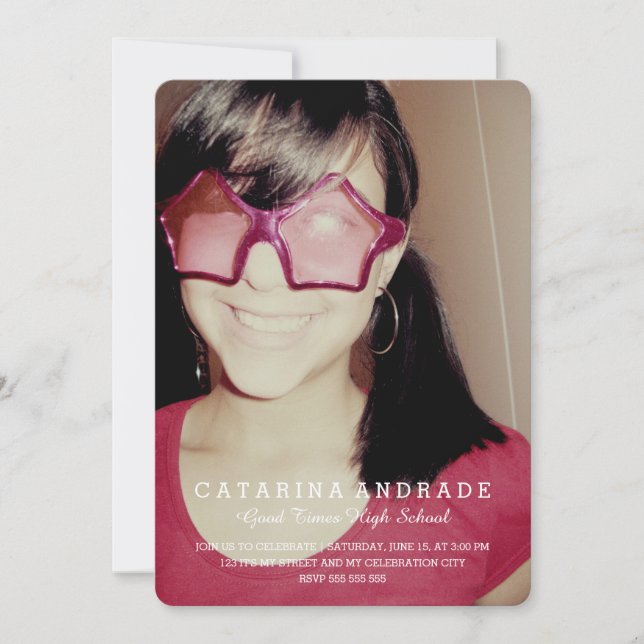 Invitation Photo Graduation Party Moderne lycée sur mesure (Devant)