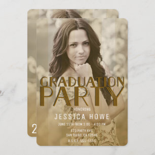 Invitation Photo graduée du Gold Chic Graduation Party