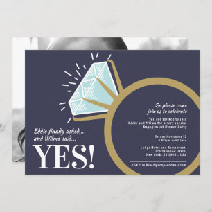 Invitation Photo graphique de l'anneau d'or diamant de la par