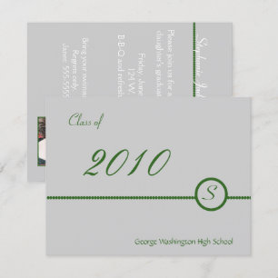 Invitation photo Gray & Green Monogramme