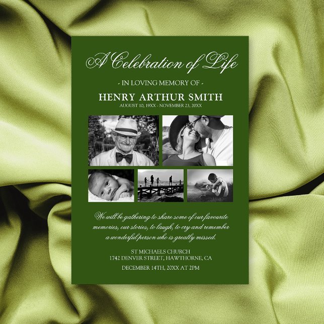 Invitation Photo Green Celebration of Life (Créateur téléchargé)