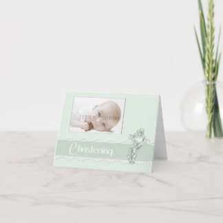 Invitation photo Green Christening
