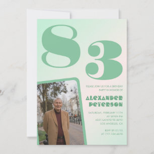 Invitation Photo Green Gradient 83e anniversaire