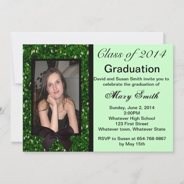 Invitation Photo Green Parties scintillant Graduation Invitat (Devant)