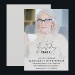 Invitation Photo Gris Élégant fête d'anniversaire 91 ans<br><div class="desc">Invitation 91 ans Fête d'anniversaire Photo gris rouge</div>
