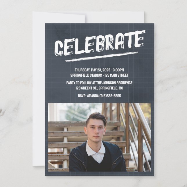 Invitation Photo Grunge Moderne (Devant)