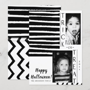 Invitation Photo Halloween Contraste Élevé Noir Blanc Moderne