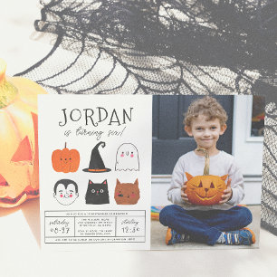 Invitation Photo Halloween Friends Cute Modern Boy Birthday