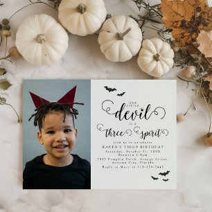Invitation Photo Halloween Trois Esprits Fête d'anniversaire 