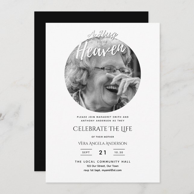 Invitation PHOTO Heaven Poème Célébration de la vie funéraire (Devant / Derrière)