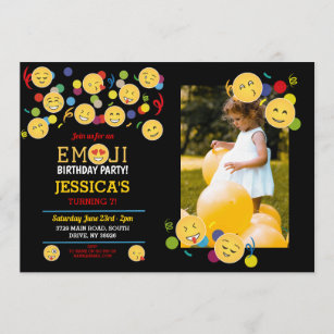 Anniversaire Emoji Invitations Faire Part Cartes Zazzle