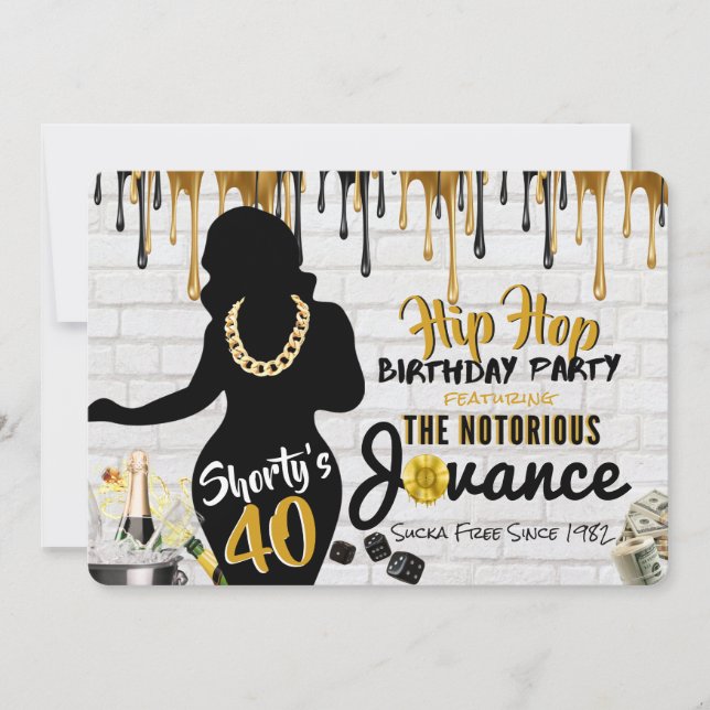 Invitation Photo Hip Hop pour 40e anniversaire (Devant)