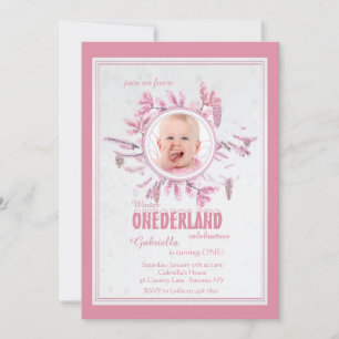 Invitation photo hiver chic rose