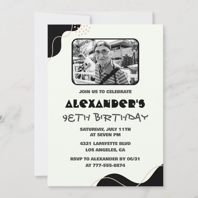 Invitation Photo Hommes Noirs 98e anniversaire (Devant)