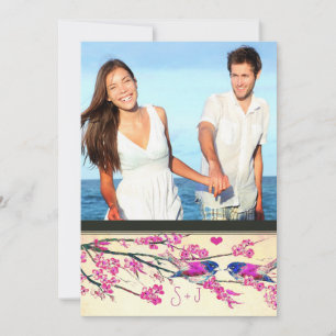 Invitation Photo Inséparable de la Marine rose Cherry Blossom