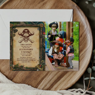 Invitation Photo Jolly roger Pirate fête d'anniversaire
