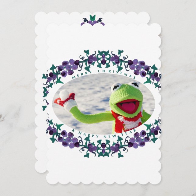 Invitation Photo Joyeuses Fêtes Scalloped Inv (Devant / Derrière)