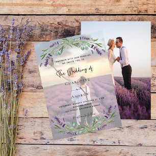 Invitation Photo lavande violet floraux luxe mariage