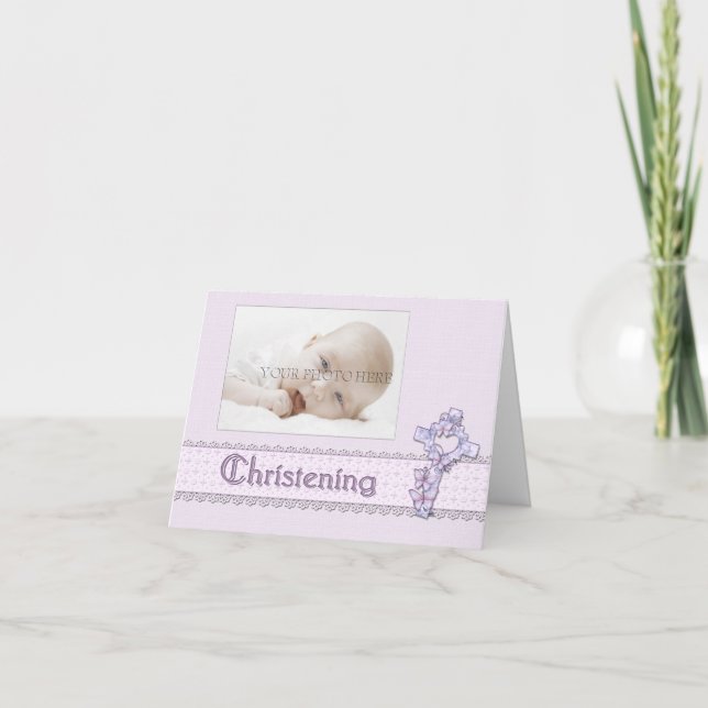 Invitation photo Lavender Christening (Devant)