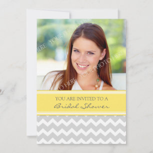 Invitation photo Lemon Grey Chevron