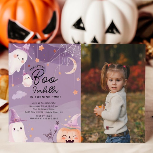 Invitation Photo Little Boo Ghost Anniversaire (Créateur téléchargé)