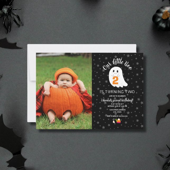Invitation Photo Little Boo Turin 2 Halloween 2e Anniversaire (Créateur téléchargé)